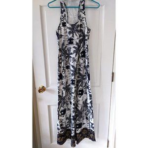 Tommy Bahama Maxi Dress Bathing Suit Cover Up Tropical Blue White Palm Trees S
